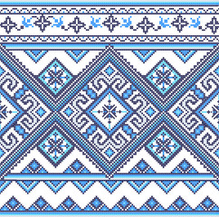 Embroidered handmade cross-stitch ethnic Ukraine pattern