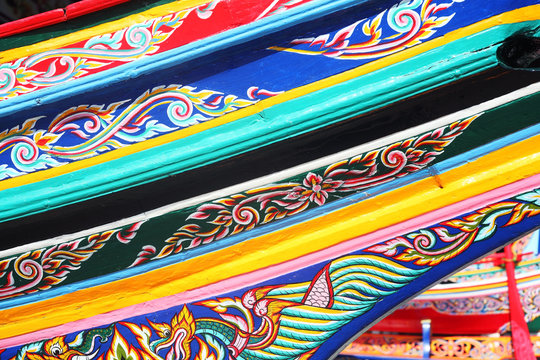 colorful painting texture on koleh tradition boat,southern of th