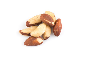 Brazil nuts on white close up