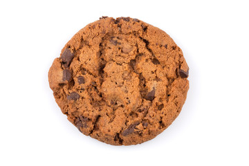 Chocolate chip cookie isolated on white