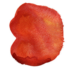 Watercolor hand drawn isolated red, yellow and orange spot. Raster illustration