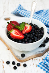 Fresh strawberries and blueberries