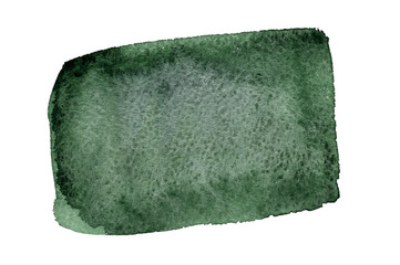 Watercolor hand drawn isolated green rectangle spot. Raster illustration