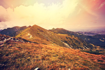 Obraz premium Fantasy and colorfull nature mountains landscape.