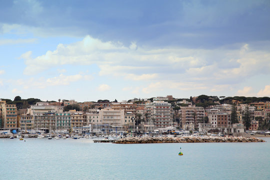 Panoramic view of Anzio and Nettuno old town, Italia