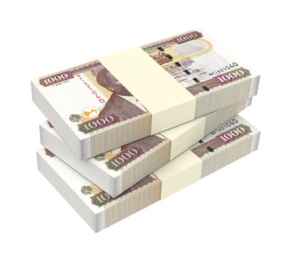 Kenyan shillings isolated on white background. Computer generated 3D photo rendering.