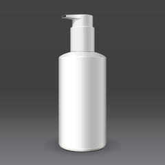 Gel, Foam Or Liquid Soap Dispenser Pump Plastic Bottle White. Ready For Your Design. Product Packing Vector EPS10