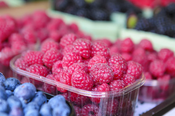 Fresh raspberry at market