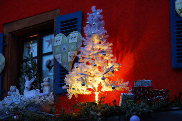 Colorful Christmas decoration of alsacien street