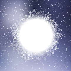 Christmas snowflakes round frame. Vector illustration