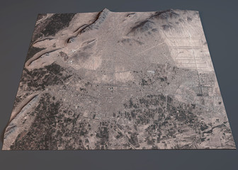 Kandahar mappa, vista satellitare, sezione 3d, Afghanistan