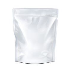 White Blank Foil or Plastic Food Pouch Bag Pack Template