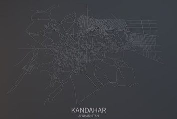 Kandahar mappa, vista satellitare, sezione 3d, Afghanistan