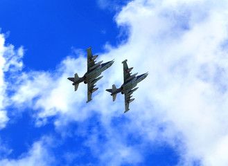 Two attack aircraft in flight