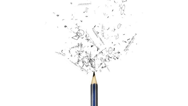 Mathematical formulas flying from pencil. The numbers, mathematical formula, geometry