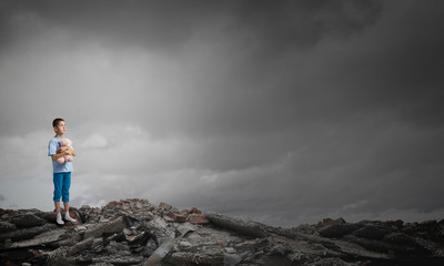 Fototapeta premium Boy with bear toy