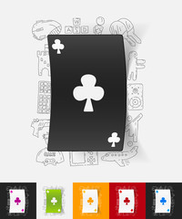 playing card paper sticker with hand drawn elements
