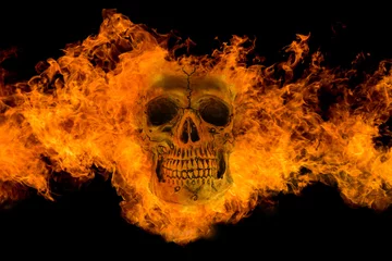 Crédence de cuisine en verre imprimé Flamme Crâne de feu