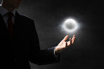 Moon glowing in darkness