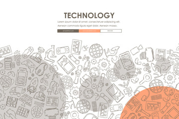 technology Doodle Website Template Design