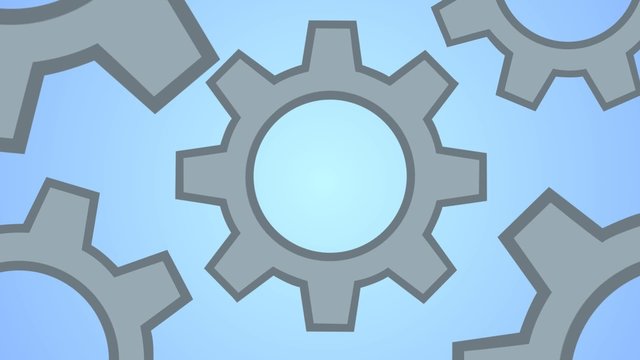 Grey cogs (gears) on blue background. Gears as a single mechanism
