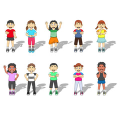 Set Of Ten happy and laughing Kids expression Vector Illustration