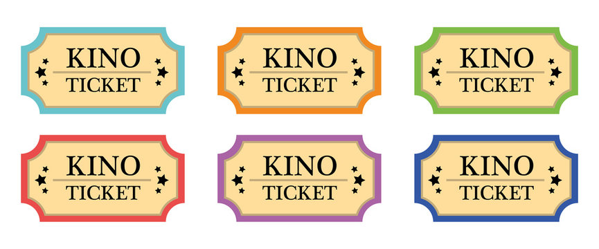 Set mit farbigen Kinotickets