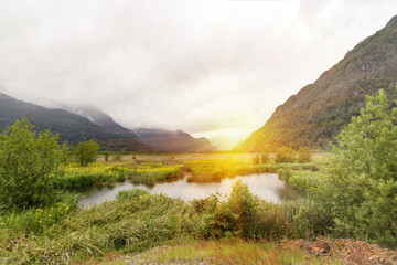Thunder cloud over mountain tops 