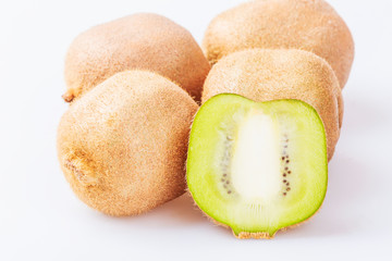 Group of kiwi fruits isolated on white background