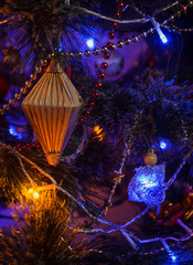 Christmas tree decoration selective focus