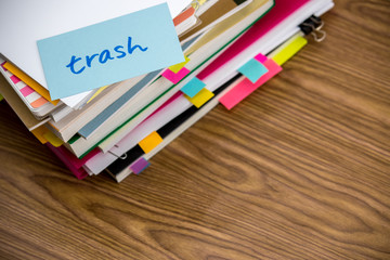 Obraz premium Trash; The Pile of Business Documents on the Desk