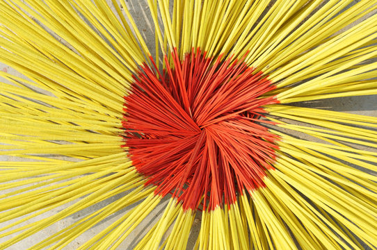 Drying Colorful Joss Stick.