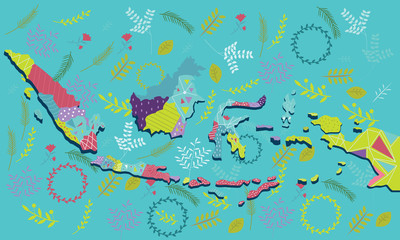 indonesia map vector illustration art pattern ornament ethnic batik