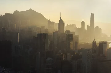 Rolgordijnen Air pollution over Hong Kong island © Stripped Pixel