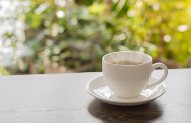 Coffee mug in coffee shop cafe - Vintage effect style pictures..