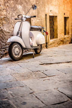 Italian Scooter in Grungy Alley, Vintage Mood