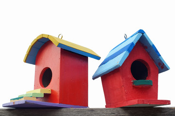 Obraz na płótnie Canvas colorful bird house isolated on white background.