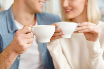 Loving couple sitting in the cafe 