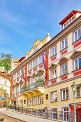 Fototapeta na wymiar Quarters and streets on Prague's Mala Strana(Lesser Town of Pra