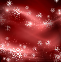 snowflakes and stars descending on background