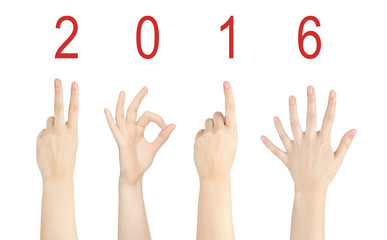 Fototapeta premium Woman hand gesture 2016