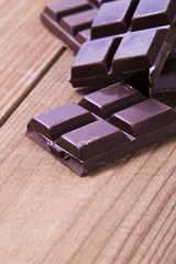 chocolate on wooden background