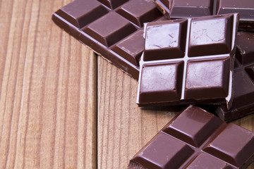 chocolate on wooden background