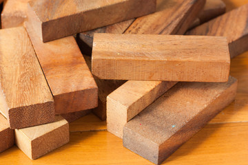 Wood block tower game for children.