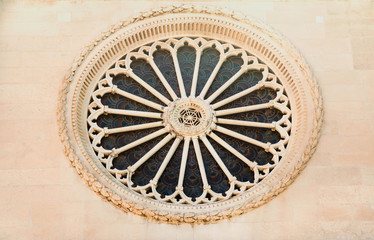 Saint James cathedral in Sibenik, UNESCO world heritage, Croatia, facade detail, rosette