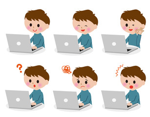 パソコン　男の子　バリエーション