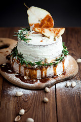 Holiday desert with pear and caramel