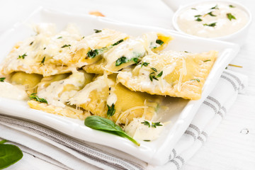 Ravioli with spinach and ricotta cheese