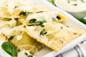 Ravioli with spinach and ricotta cheese