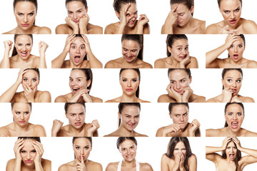 Fototapeta collage of emotions of a one beautiful woman obraz
